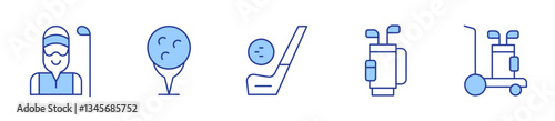 golf caddy, tee, golf, golf bag. Golf Icon vector illustration. Line Duotone style. Editable stroke