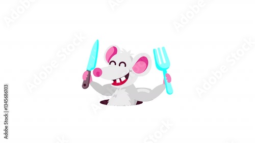 Wallpaper Mural Rat eating with fork and knife Animation Torontodigital.ca