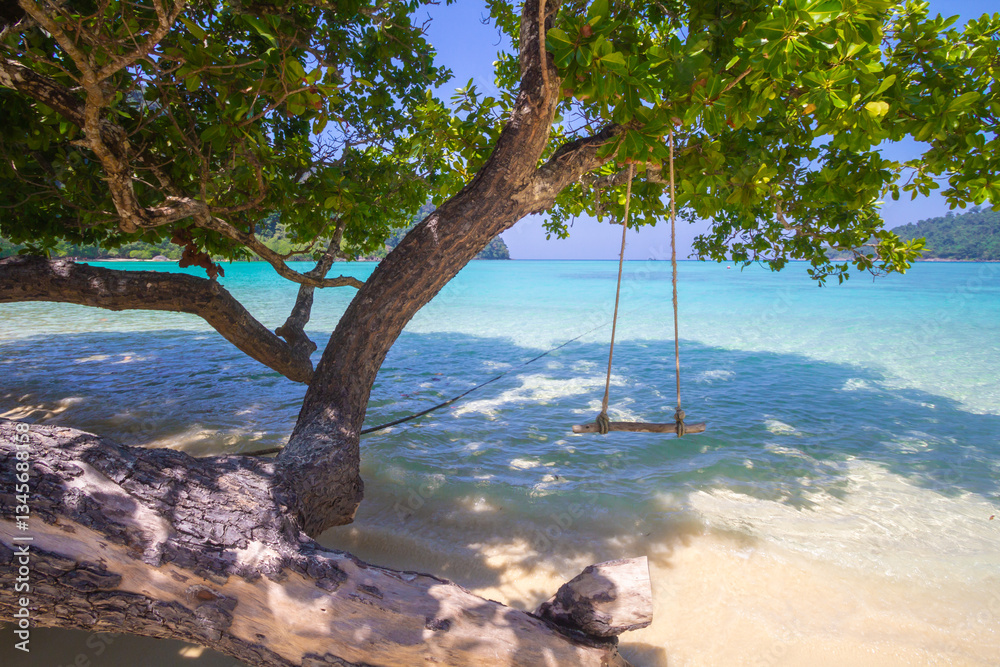 Naklejka premium Surin Islands National Park (Moo Koh Surin) one of the most beautiful tourist and snorkeling destinations in Thailand. Enjoy crystal clear water and famous white sand beaches. Located in Phang Nga