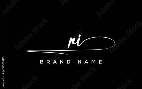 RI letter beauty handwriting vector logo.