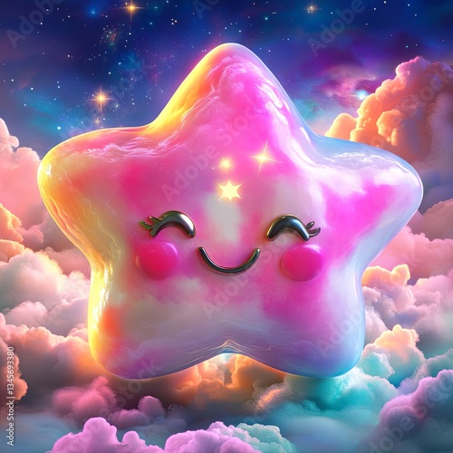 Obraz na płótnie Pastel Star Shining in a Dreamy Universe w salonie