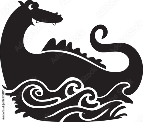 Loch Ness Monster vector silhoutte illustration 