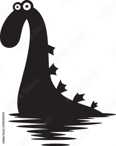 Loch Ness Monster vector silhoutte illustration 