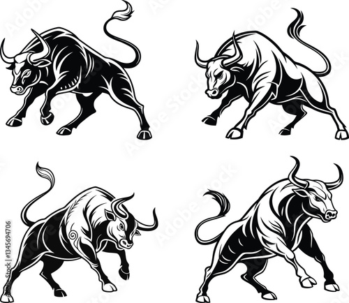 Powerful Bull Silhouette Vector