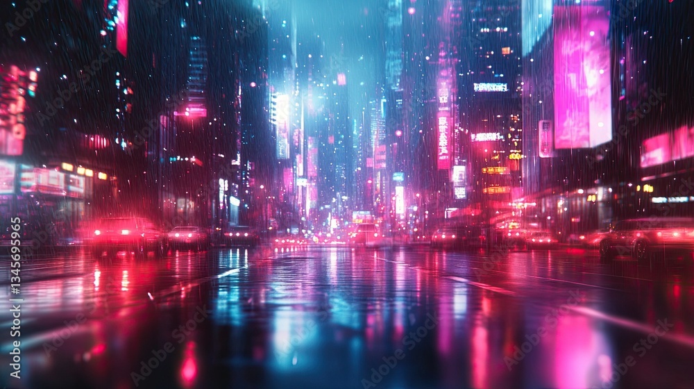 An abstract background with blurred neon lights encapsulates the essence of a futuristic city. An abstract background with blurred neon lights encapsulates the essence of a futuristic city.
