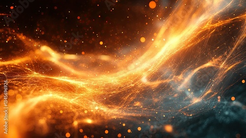An abstract technology background illustrating an intricate web of glowing fibers  symbolizing connectivity and innovation.