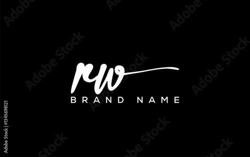 RW letter beauty handwriting vector logo.