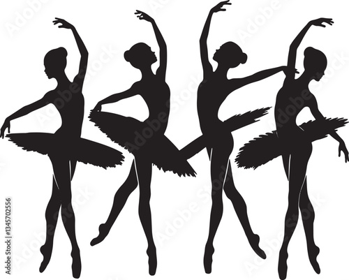 silhouettes of dancing girls