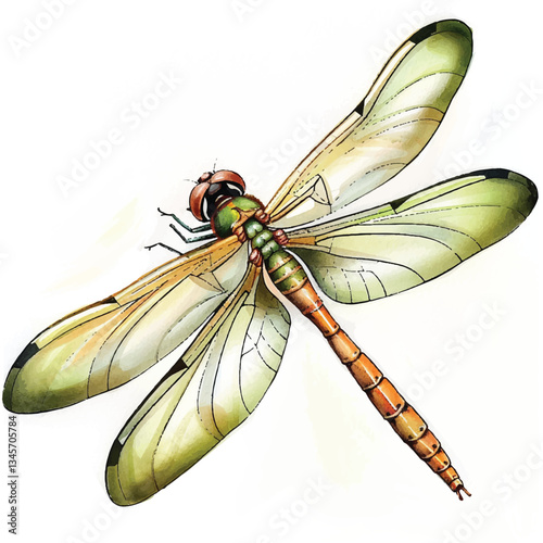 Watercolor Dragonfly white background