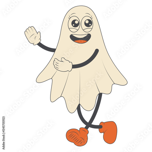 Retro Halloween Cartoon Character. Isolated Vector Illustration.