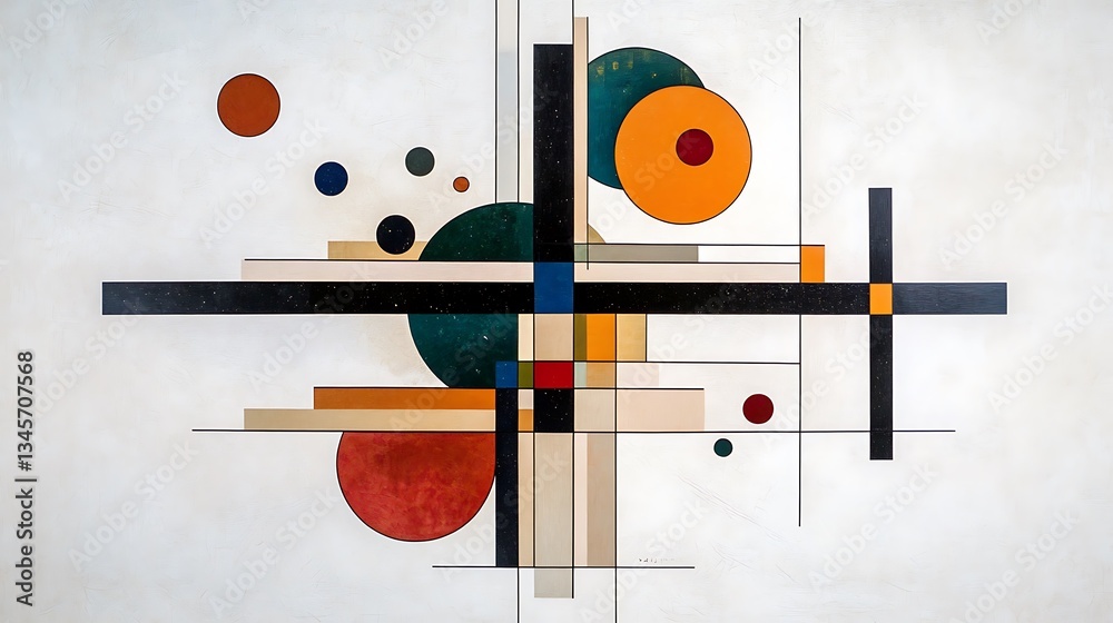 Geometric Abstract Painting: Circles, Lines, and Earthy Tones AI Generated Geometric Abstract Painting: Circles, Lines, and Earthy Tones AI Generated