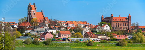 Obraz na płótnie Gniew panorama with castle, one of the most recognizable landmarks in Pomerania, Pomeranian Voivodeship, Poland w salonie