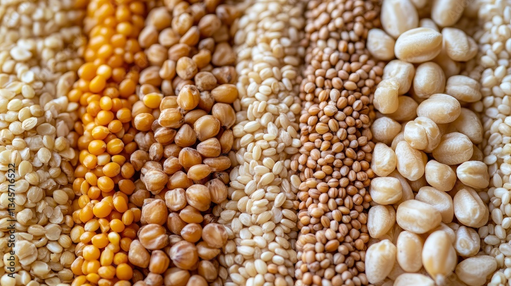 Assortment of Grains and Seeds Wheat, Barley, Oats, Quinoa, and More Assortment of Grains and Seeds Wheat, Barley, Oats, Quinoa, and More