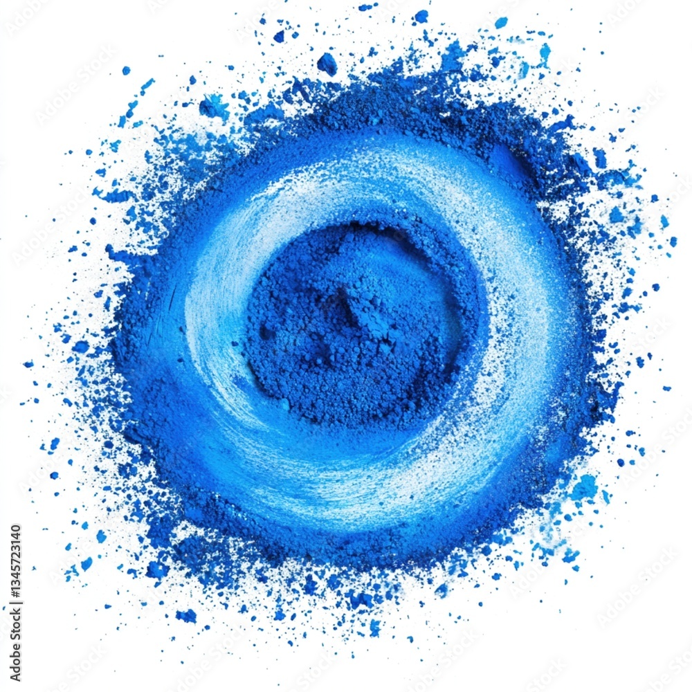 Fototapeta premium Vibrant blue powder explosion in a circular pattern
