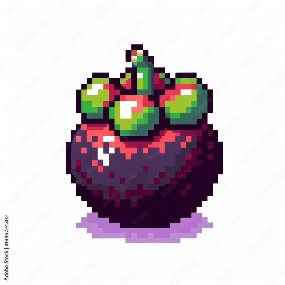 Fruits Pixel 8 bit - Mangosteen Fruits Pixel 8 bit - Mangosteen