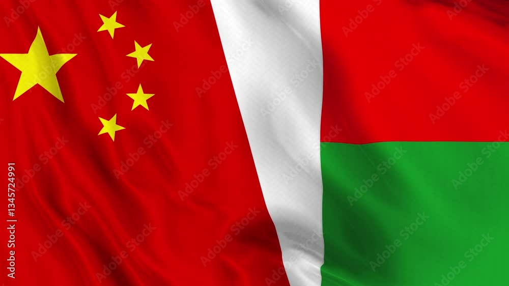 China and Madagascar Flag Loop China and Madagascar Flag Loop
