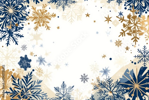 Wallpaper Mural A snowflake design with a white background. A simple vector illustration of snowflakes and stars in gold, silver, and blue colors on a white background. Torontodigital.ca
