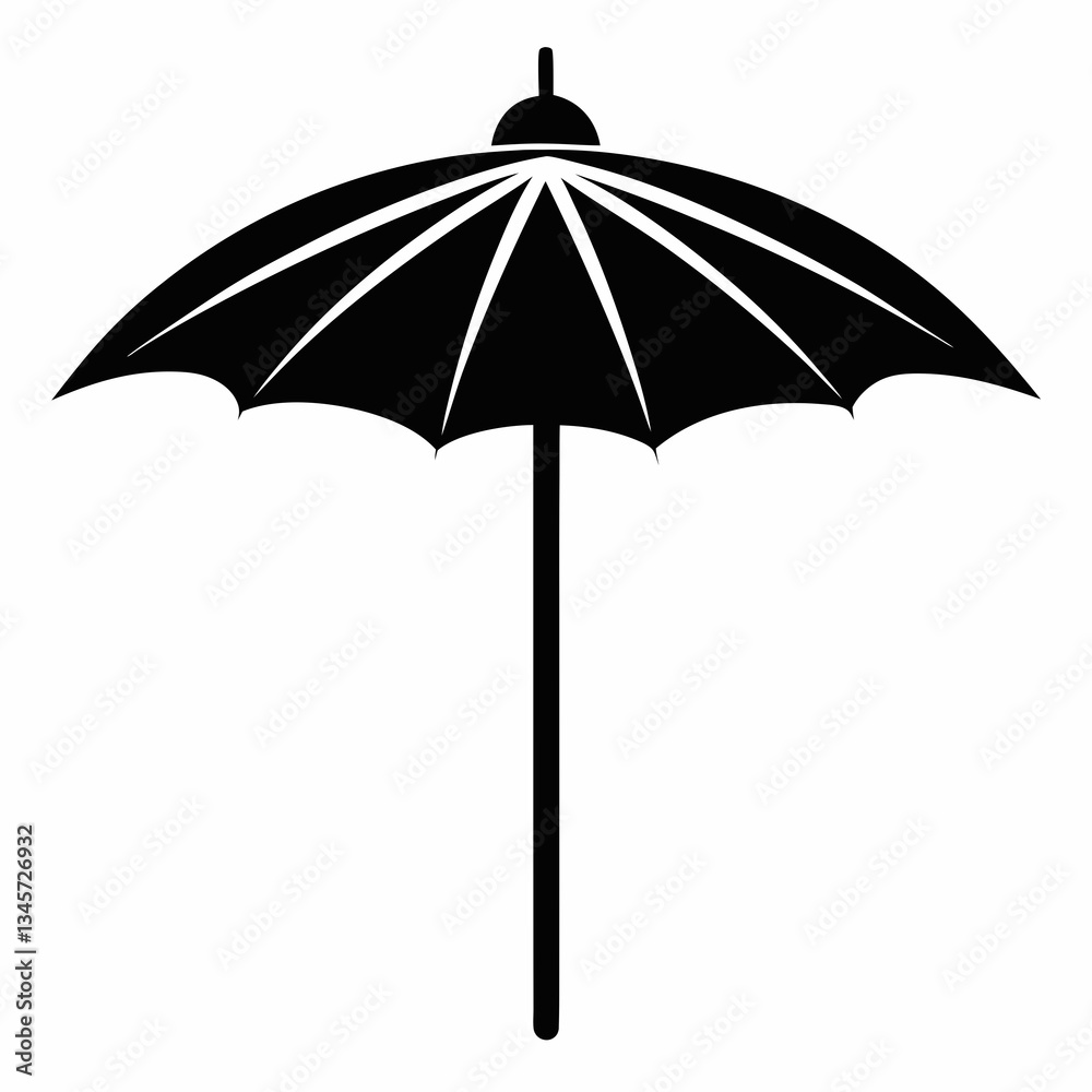 Simple Parasol Vector Design in Black on White Simple Parasol Vector Design in Black on White