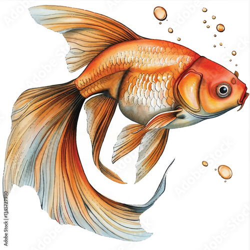 Watercolor Goldfish white background