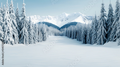 Wallpaper Mural Winter Wonderland Snow Covered Mountains and Forest Torontodigital.ca