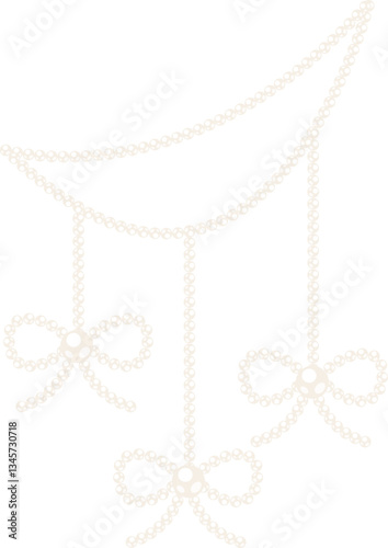 Coquette bow line pearl bead chain decorative illustration