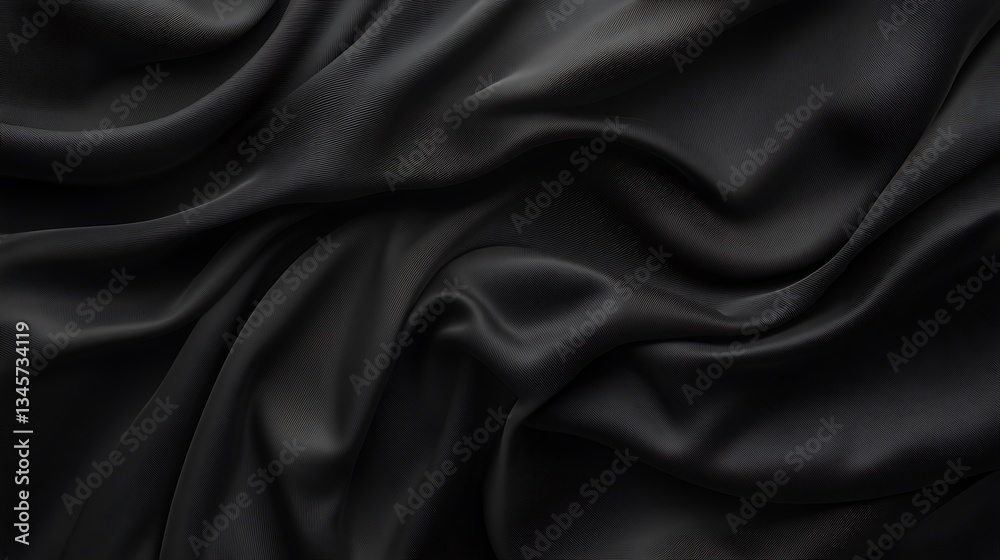 Obraz premium Elegant Black Silk Drapery: A Study in Texture and Shadow