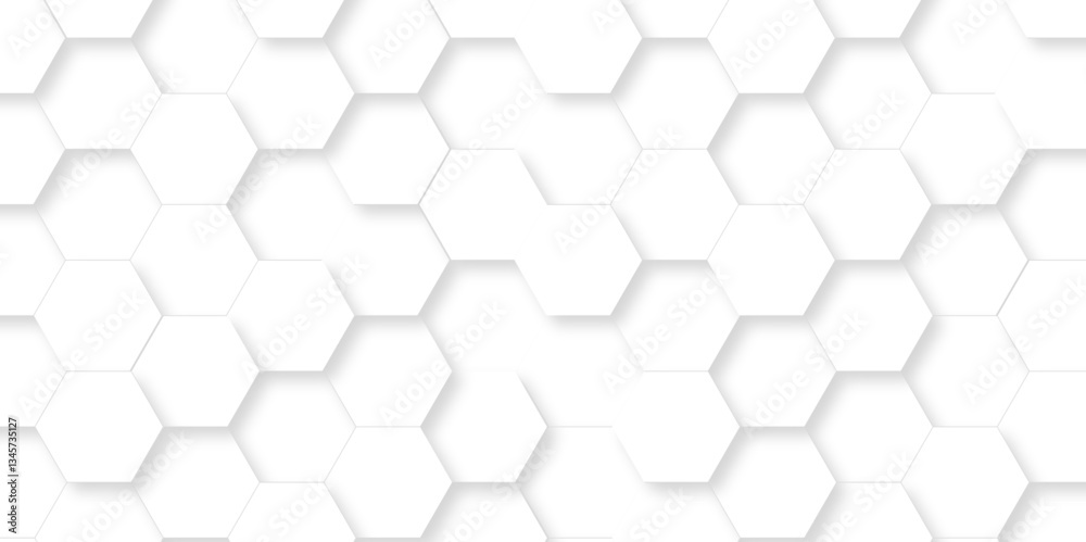 Abstract white Hexagonal Background. Luxury White Pattern. Vector Illustration. 3D Futuristic minimal honeycomb mosaic white background. geometric mesh cell texture. modern futuristic wallpaper.
Abstract white Hexagonal Background. Luxury White Pattern. Vector Illustration. 3D Futuristic minimal honeycomb mosaic white background. geometric mesh cell texture. modern futuristic wallpaper.