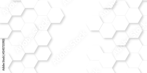 Abstract white Hexagonal Background. Luxury White Pattern. Vector Illustration. 3D Futuristic minimal honeycomb mosaic white background. geometric mesh cell texture. modern futuristic wallpaper.