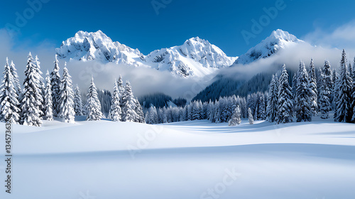 Winter Wonderland Snowy Mountains and Forest