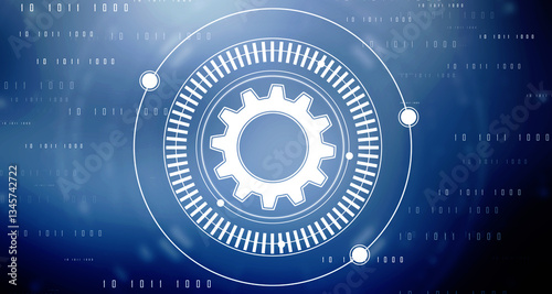 Process management, optimization operation, fix strategy industry, transmission gears wheel, software update status, Cog Gear Wheel with social media icons on the technology abstract background