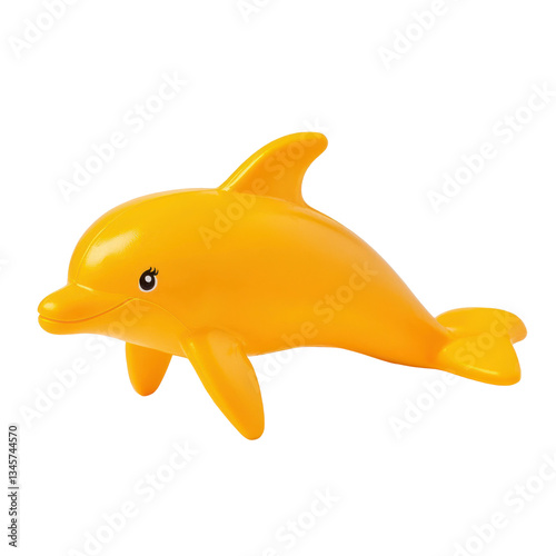 A vibrant yellow dolphin toy that adds joy and fun to any playtime, perfect for kids and beach-themed decorations. photo