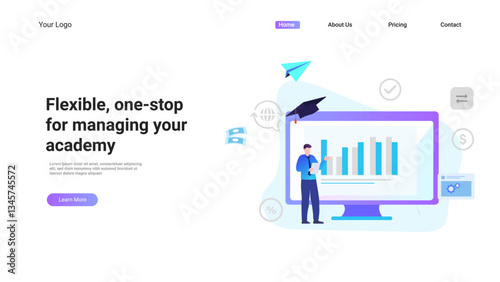 flexible, one-stop solution for managing your academy or club, vector illustration for web, presentation slides, print, etc