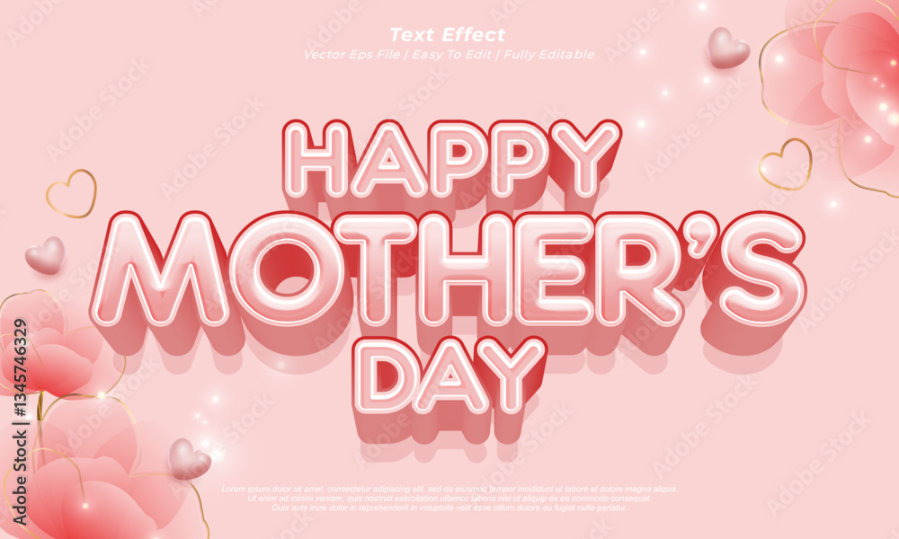 Editable text effect Happy Mother's day template with style premium vector Editable text effect Happy Mother's day template with style premium vector
