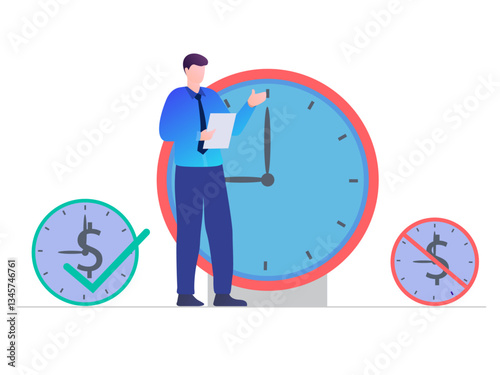 Billable non billable hours tracker, vector illustration for web, presentation slides, print, etc