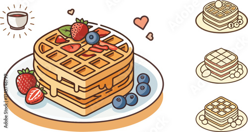 Set of Waffle vector design, Waffle Logo and icon design, Waffle vector design