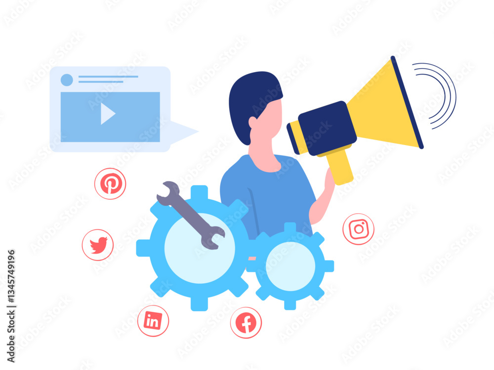 digital marketing agency tools, vector illustration for web, presentation slides, print, etc digital marketing agency tools, vector illustration for web, presentation slides, print, etc