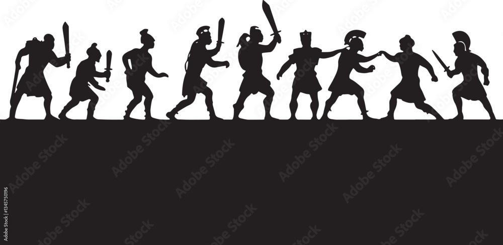 Roman gladiators silhouette vector art and illustration Roman gladiators silhouette vector art and illustration