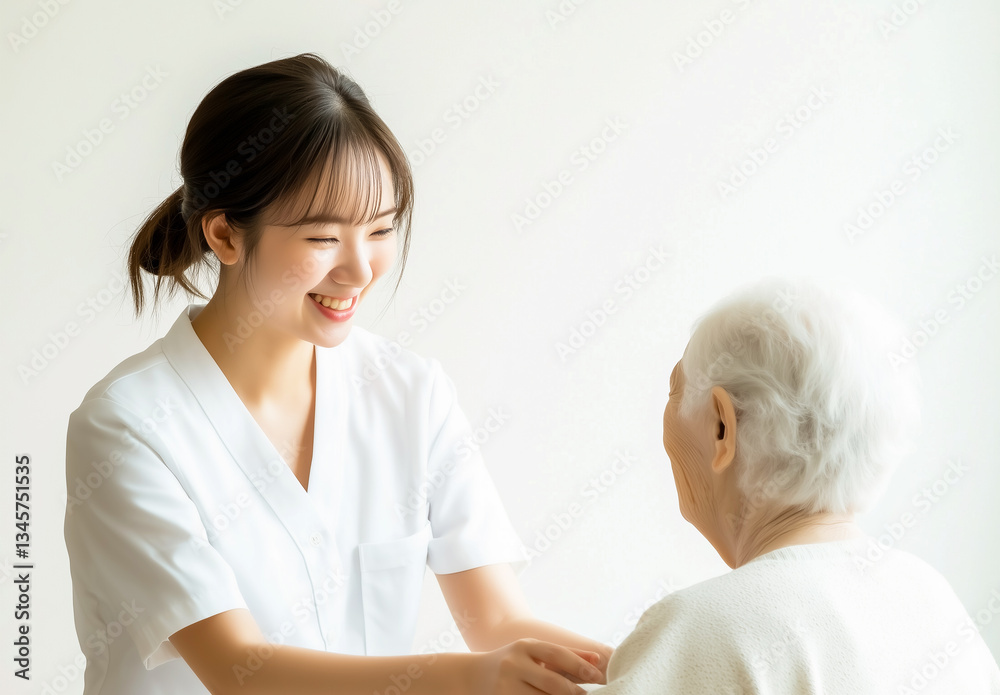 Fototapeta premium Elderly care professional offering emotional and medical support to a senior citizen