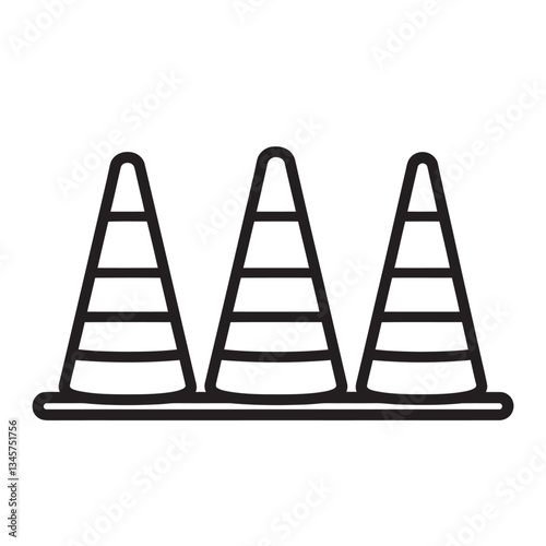 Road cones on a flat surface