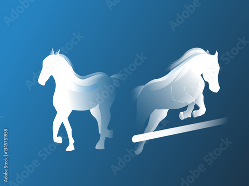 white horses abstract, vector illustration for web, presentation slides, print, etc