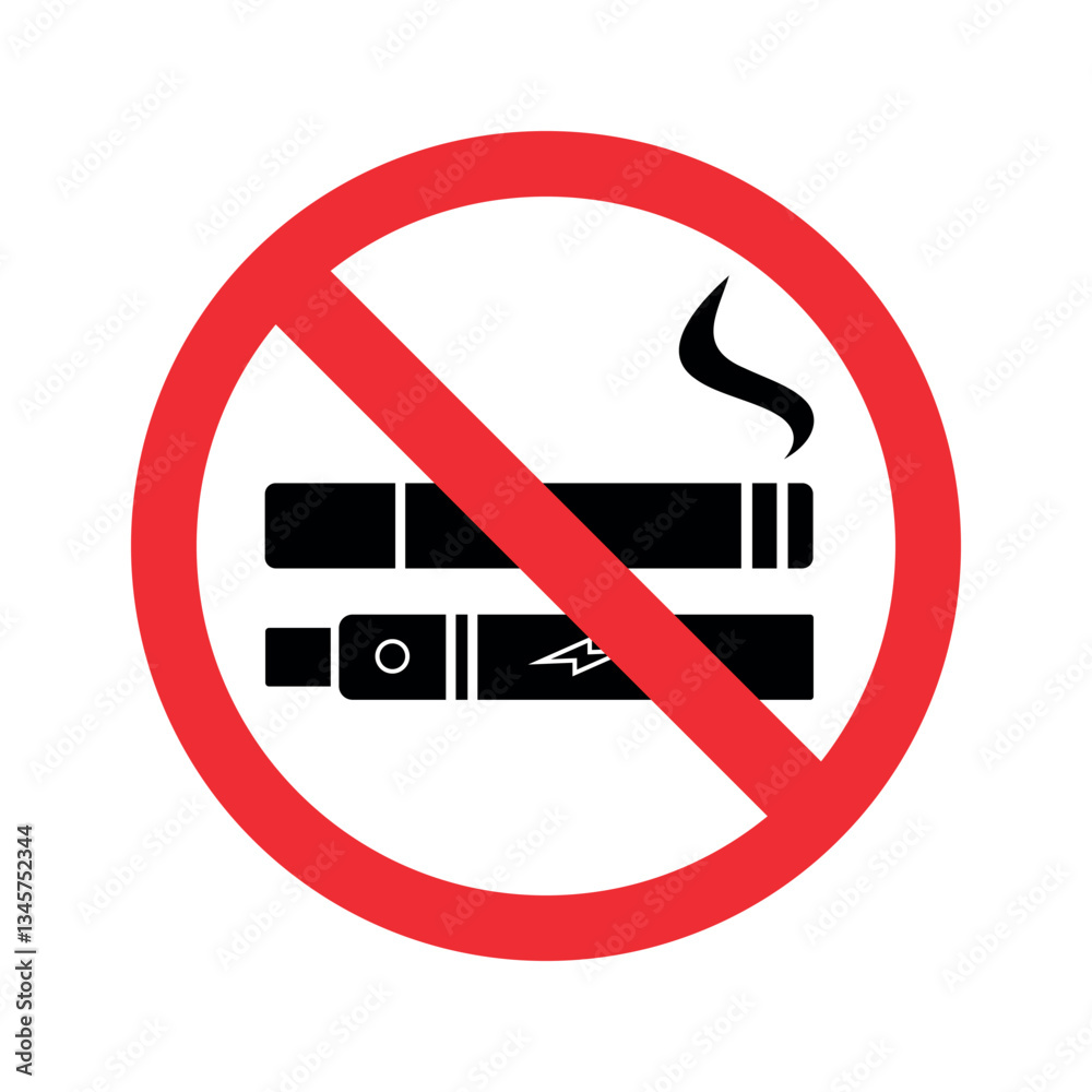 No smoking and vaping sign with red circle No smoking and vaping sign with red circle