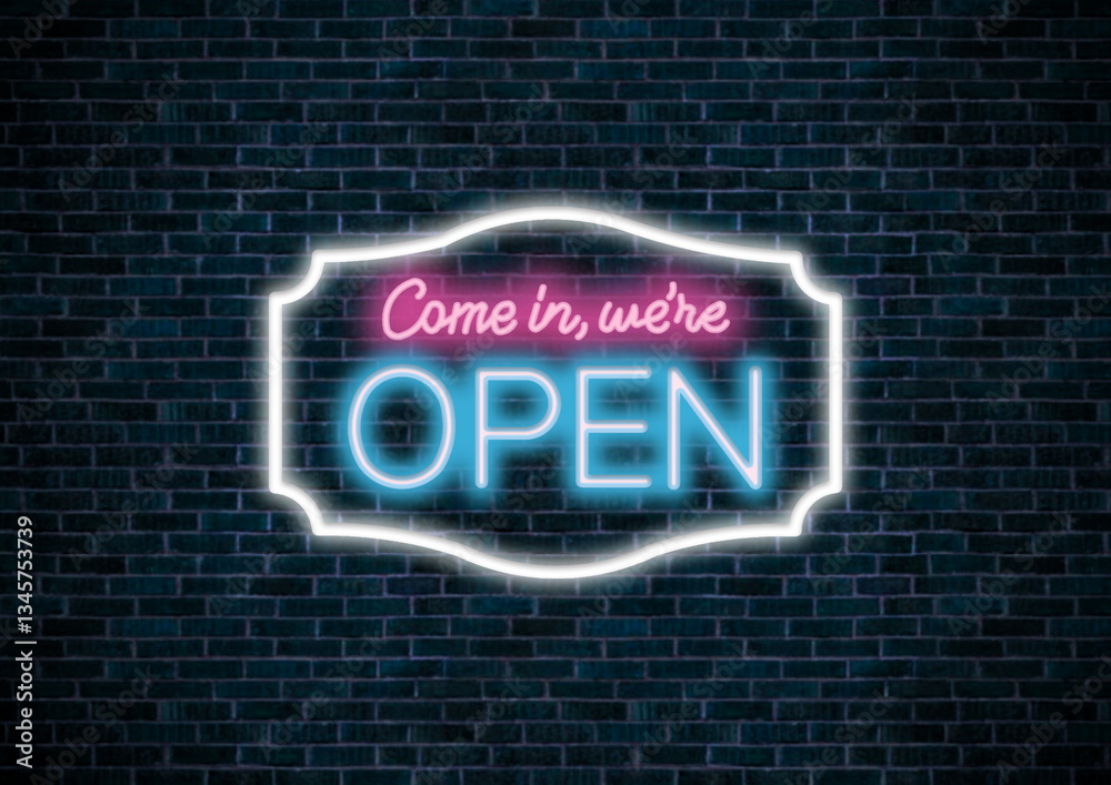 Obraz premium open neon sign on dark background