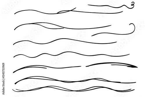 手描きの文字の下の線　アンダーラインセット　ベクター
