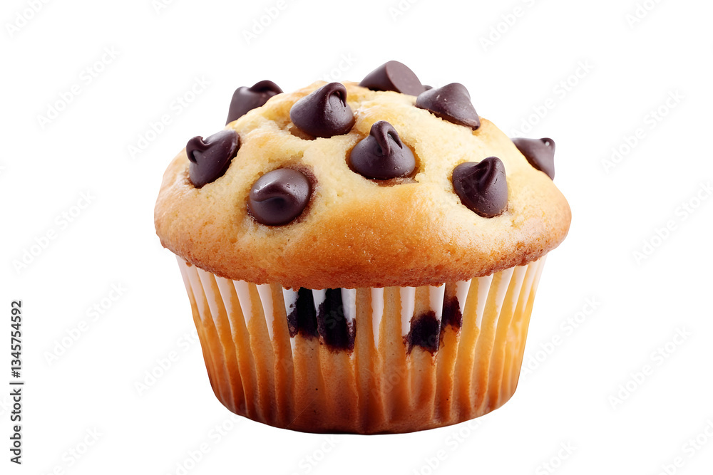 Isolated Transparent Background Photo of a Delicious Chocolate Chip Muffin Food Dessert Baked Treat Pastry Snack with Brown and Yellow Colors Isolated Transparent Background Photo of a Delicious Chocolate Chip Muffin Food Dessert Baked Treat Pastry Snack with Brown and Yellow Colors