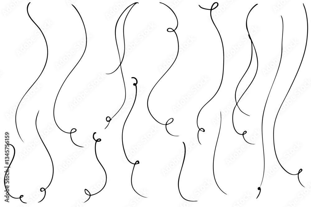 縦の手描きの文字の下の線 アンダーラインセット ベクター 縦の手描きの文字の下の線 アンダーラインセット ベクター