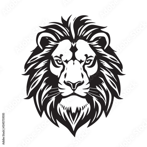 Lion head majestic logo vector silhouette shows power and strenght illustration design.