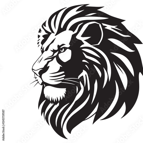 Lion head majestic logo vector silhouette shows power and strenght illustration design.