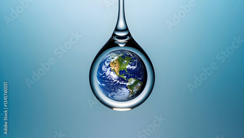 Earth Suspended in a Water Droplet: A Visual Representation of Precious Water Resources