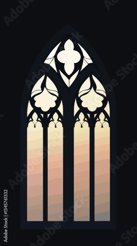 Gothic Church Window Silhouette with Spiritual Elegance and Architectural Detail