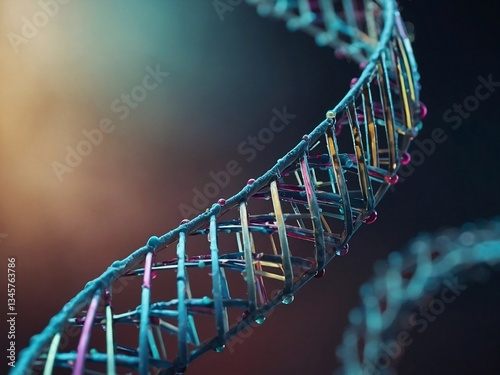 Abstract DNA spiral structure on a soft background, representing the complexity of genetic information photo